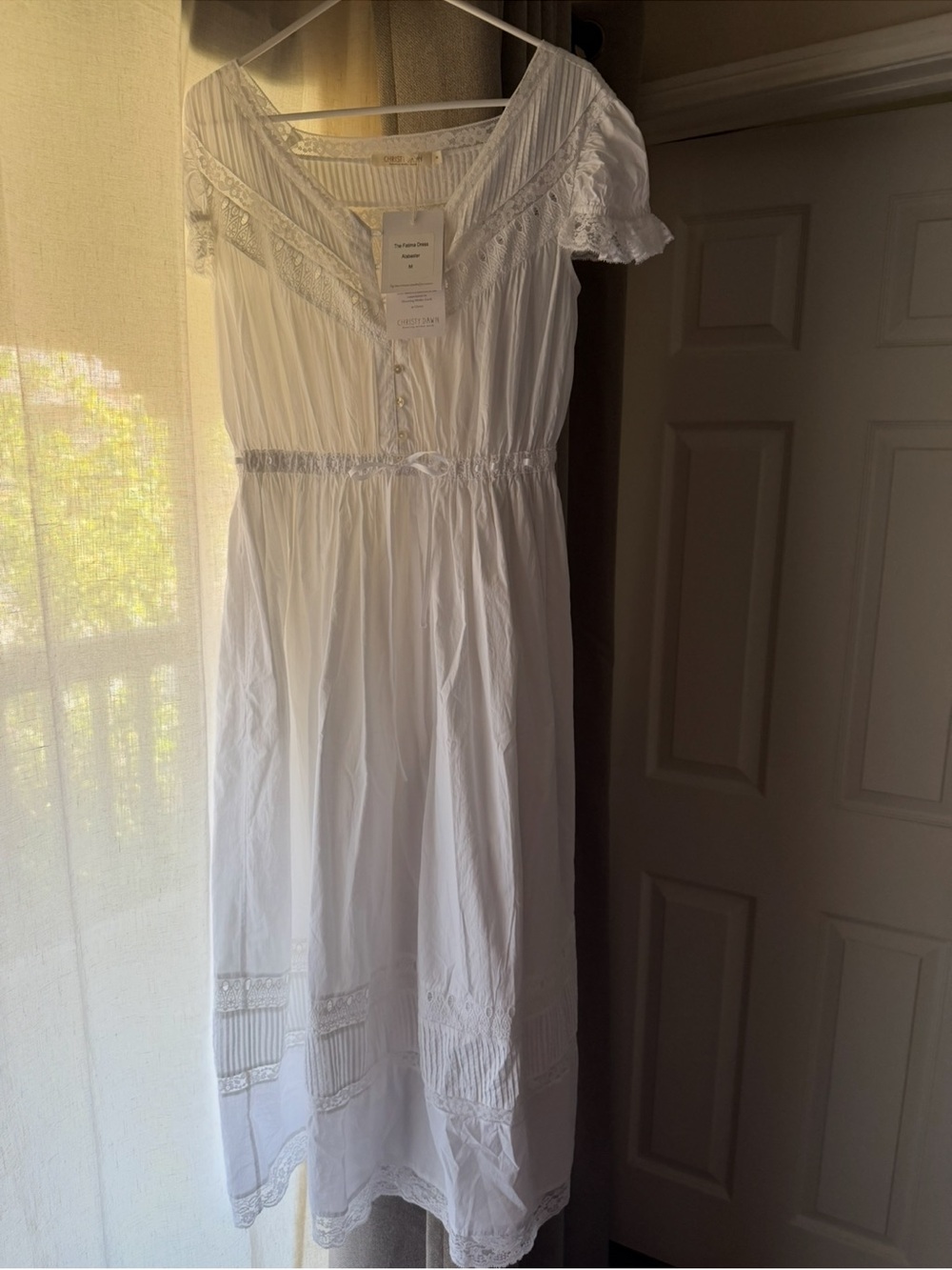 Christy Dawn White Cotton Lace Midi Dress